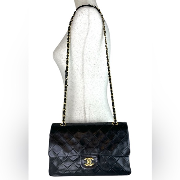 CHANEL Double Flap Quilted CC Logo Lambskin Chain Shoulder Bag - Picture 4 of 17